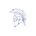 White Spartan helmet on a black background
